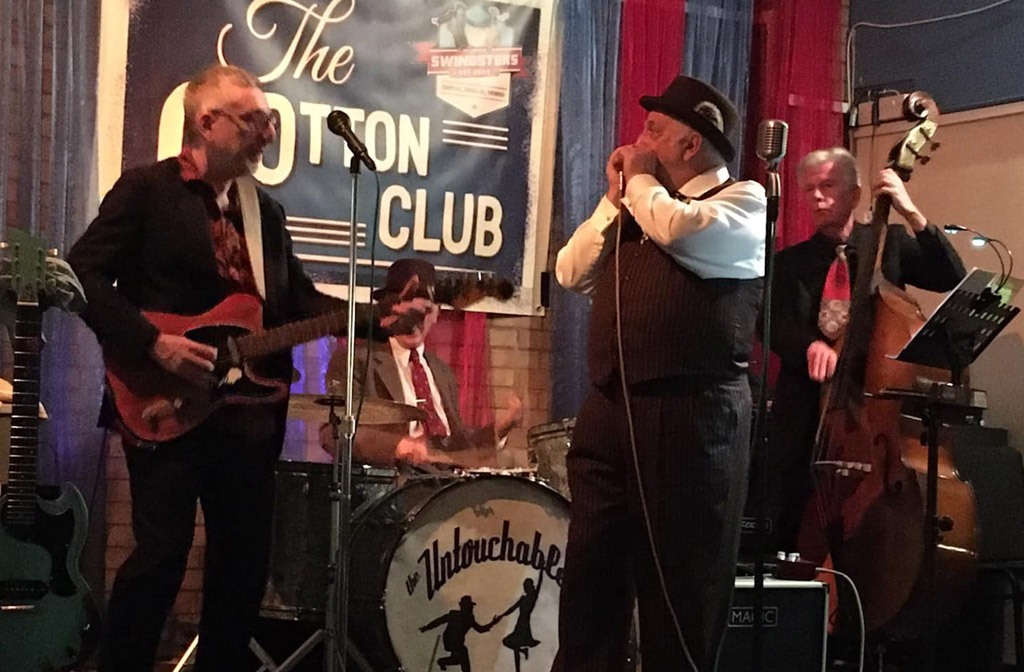 The Untouchables jazz and blues band playing on stage at The Cotton Club. Image: The Untouchables/Facebook