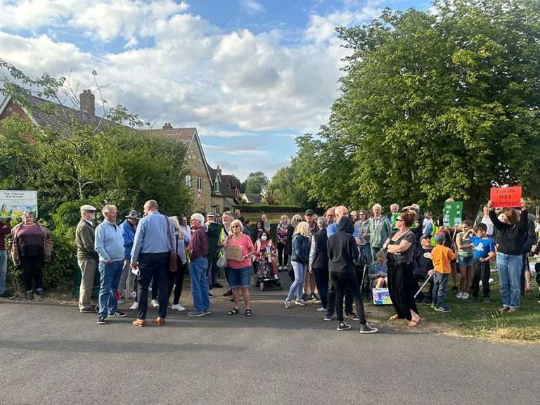 To show the "strength of support" for those opposing the parish council's plans to develop Bromham Mill a silent protest was held outside Bromham Parish Council on Tuesday, 2 July. Image: LDRS