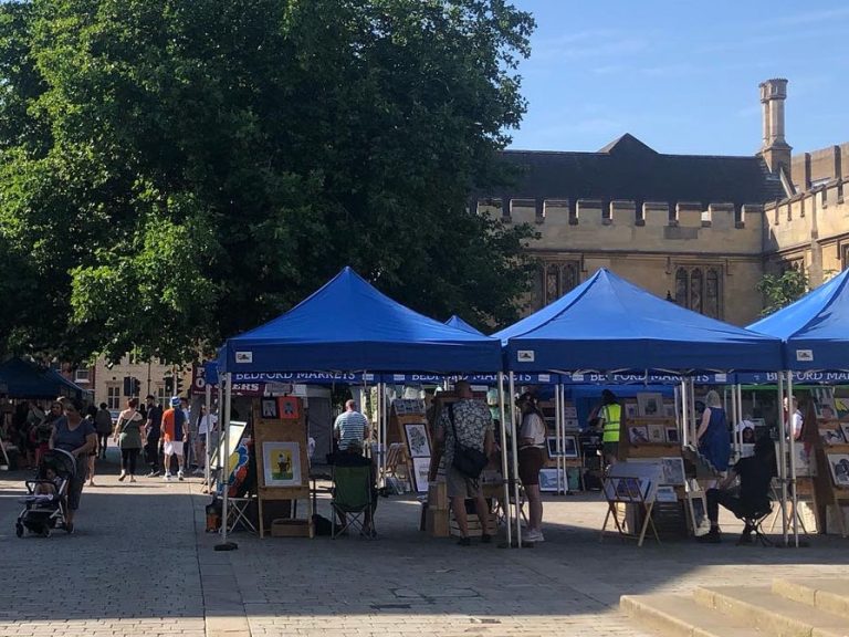A sunny market in Harpur Square in 2022