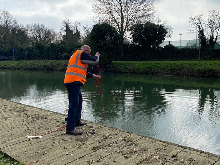 Alan Horn of BedsGOVET testing water at a site along the River Great Ouse. Image: BedsGIVET