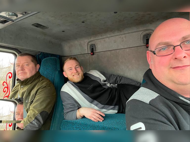 Alan, Seb and Rob in the truck. Image: Rob Hammond:Leo Williams