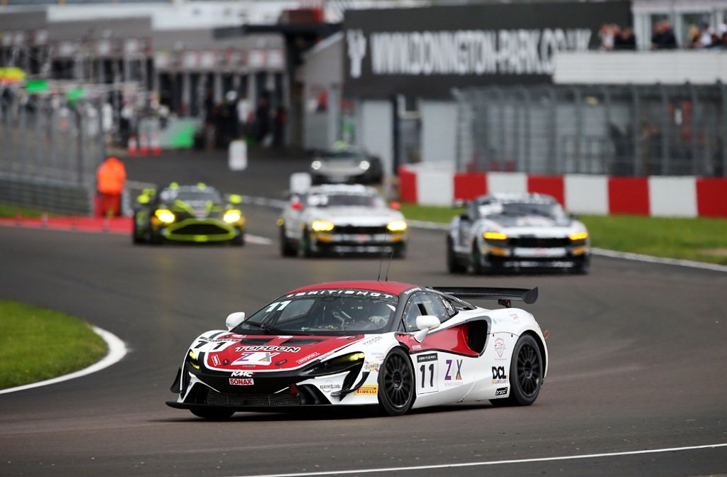Alex Walker driving his McLaren Artura GT4 around Donington Park