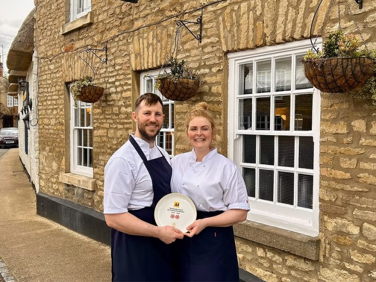 Andy and Lizzie, chefs and owners The Oakley Arms Harrold Image The Oakley Arms