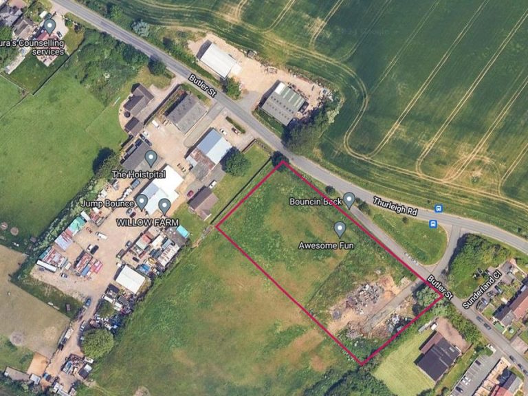 An aerial photo of the appproximate location for the new development in Ravensden.