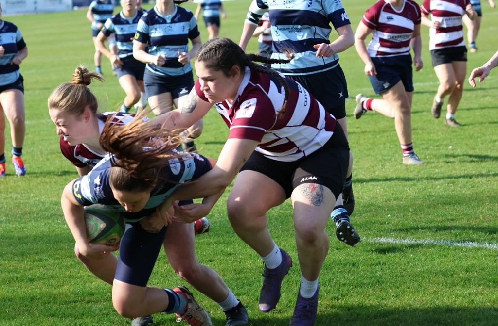 Bedford Blues Women score a try against Welwyn at Goldington Road