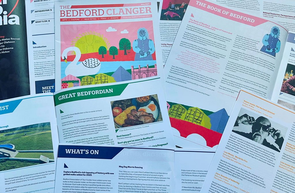 Pages of the Bedford Clanger from May 2025. Image: Bedford Clanger