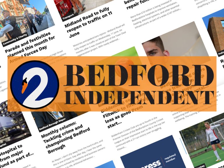 A screenshot of the Bedford Independent news home page from 3 June 2025
