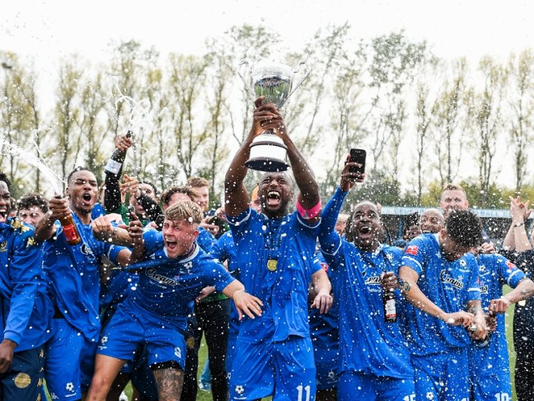 Bedford Town captain, Ryan Blake leads the Southern League Premier Central title lift