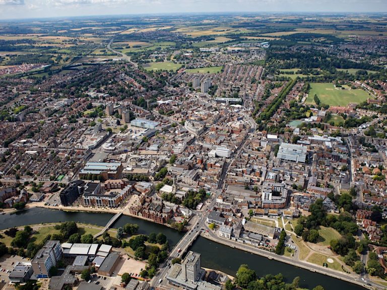 Bedford Town Centre from above