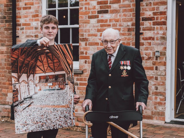 Benjie Ingram-Moore with his grandfather Captain Sir Tom Moore copy