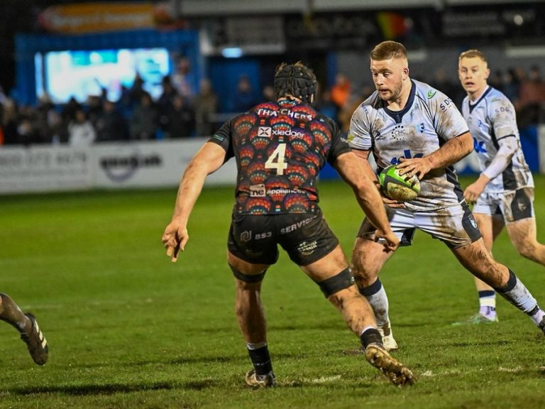 Bedford Blues against Bristol Bears in friendly action at Goldington Road in March 2024