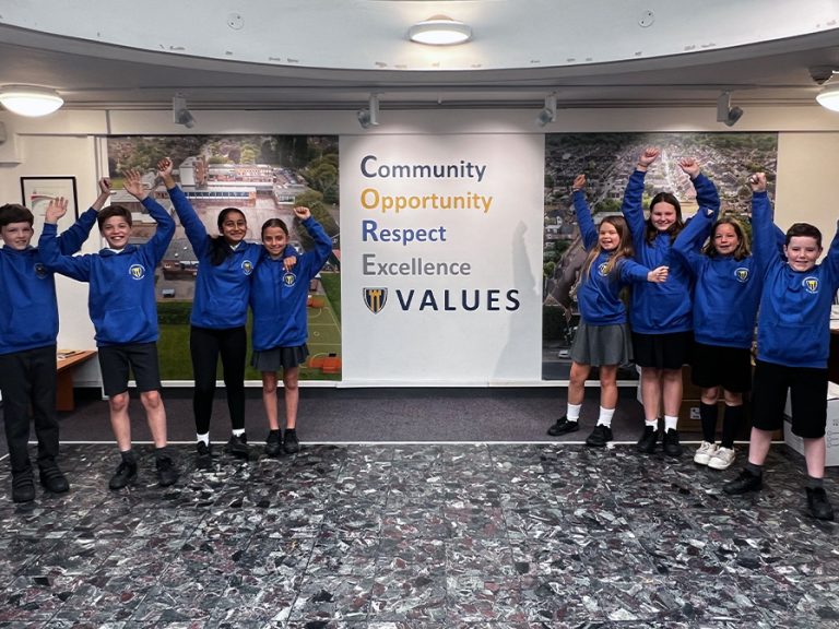 Castle Newnham primary pupils celebrating success. Image: Castle Newnham