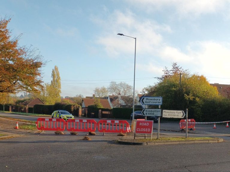 The 100m cordon around the Cleat Hill site will remain until further notice. Image: Bedford Borough Council