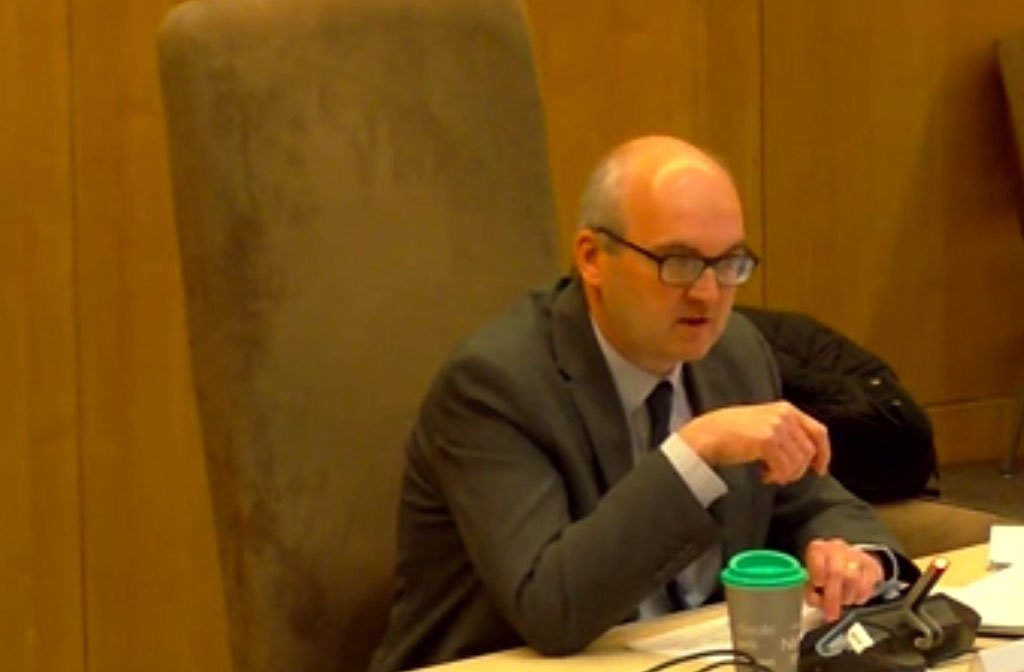 Cllr Headley. Screenshot Budget and Corporate Services Overview and Scrutiny Committee on Thursday, 13th March, 2025. Image: LDRS