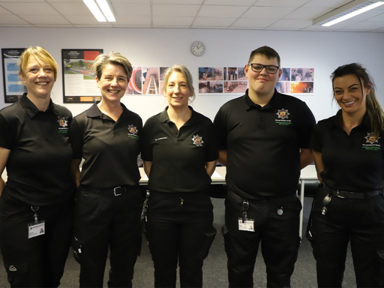 Community Wellbeing Officers at Bedfordshire Fire and Rescue Service who are trained by EEAST to respond to non-injury falls in the home. Image BFRS and EEAST