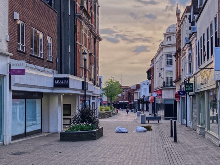 Deserted Bedford Town Centre