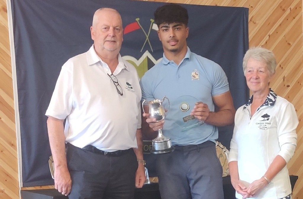 Dillon Basi with the South East Schools Championship golf title at Cainhoe Wood Golf Club