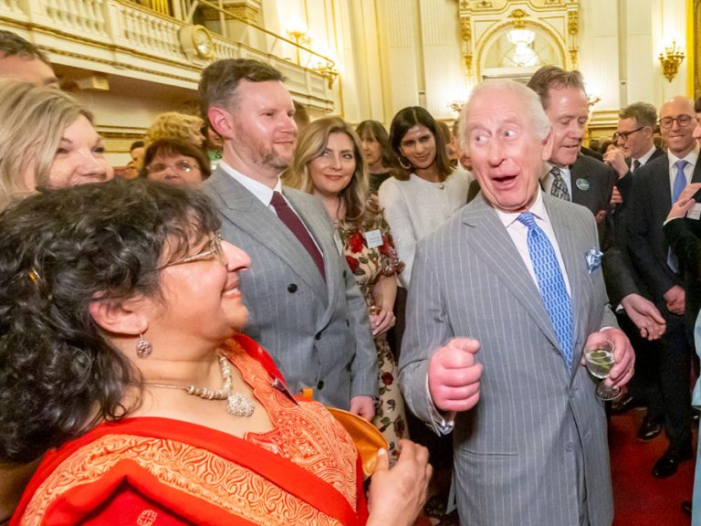 King Charles caught laughing with members of the regional press including Emma Meese of the Independent Community News Network. Image: Ian Jones Photography