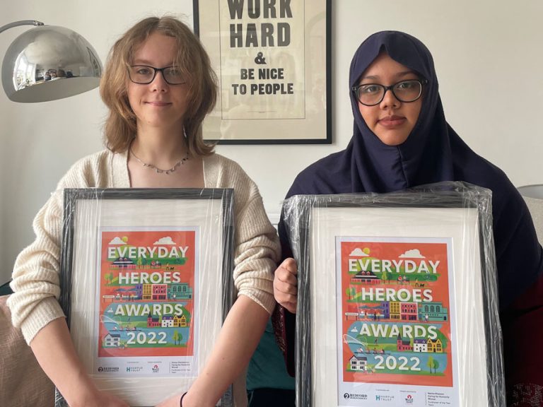 (l-r) Emma Chamberlain and Naima Khanom, fundraisers for Caring for Humanity Bedford Independent Everyday Heroes Awards 2022 (photographed after the event as they were unable to attend)