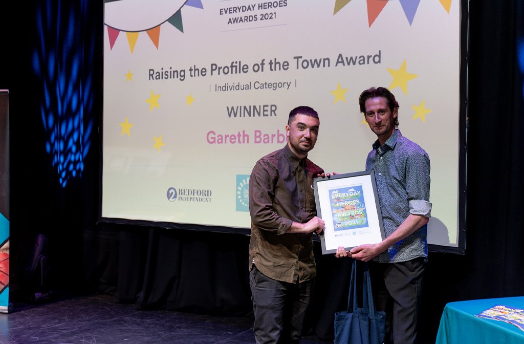 Raising the Profile of the Town winner Gareth Barber with James Pharaoh from The Quarry Theatre at St Lukes