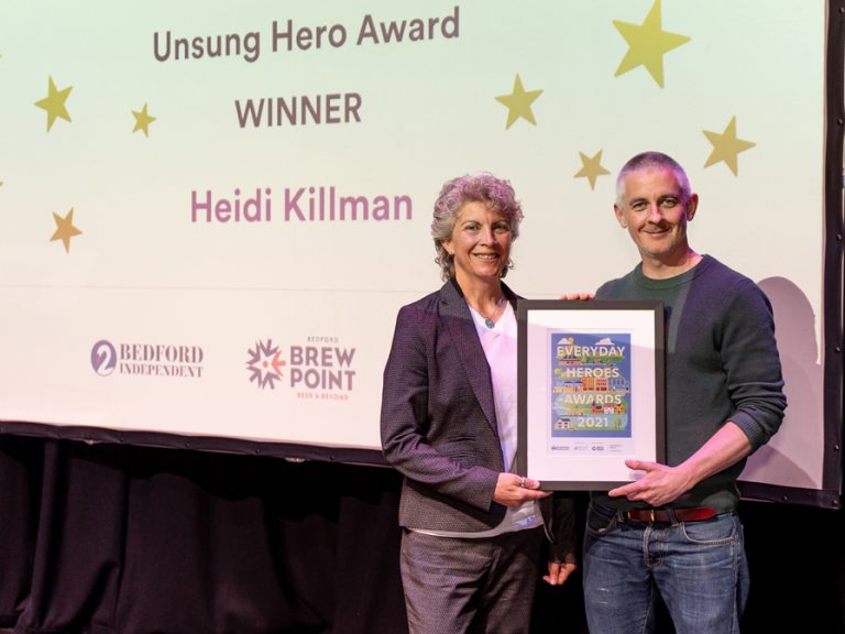 Unsung Hero winner Heidi Killman with Ed Robinson from Brewpoint