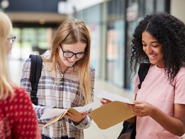 Students receiving their GCSE A-level exam results generic