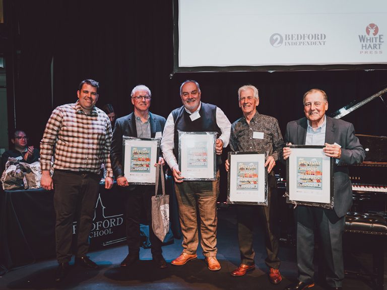 Fundraiser of the Year (Team) winners David Donnelly, Terry Donnelly, John Jones & David Ross with Daniel O'Loughlin of White Hart Press