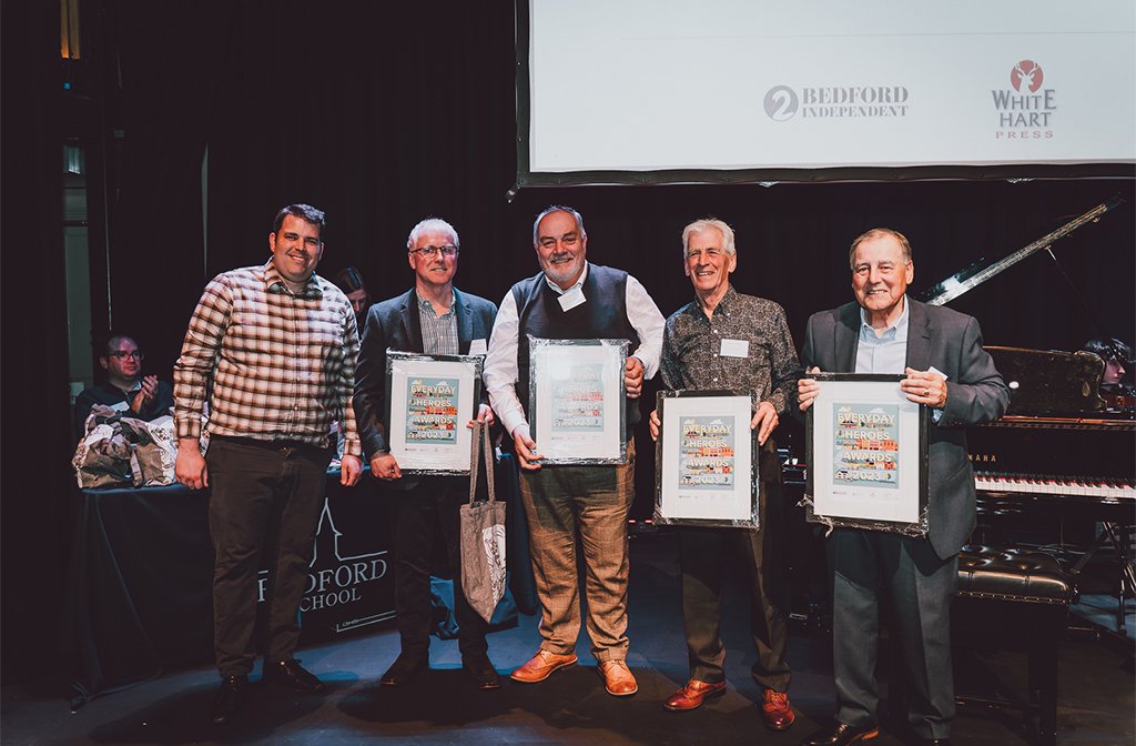 Fundraiser of the Year (Team) winners David Donnelly, Terry Donnelly, John Jones & David Ross with Daniel O'Loughlin of White Hart Press