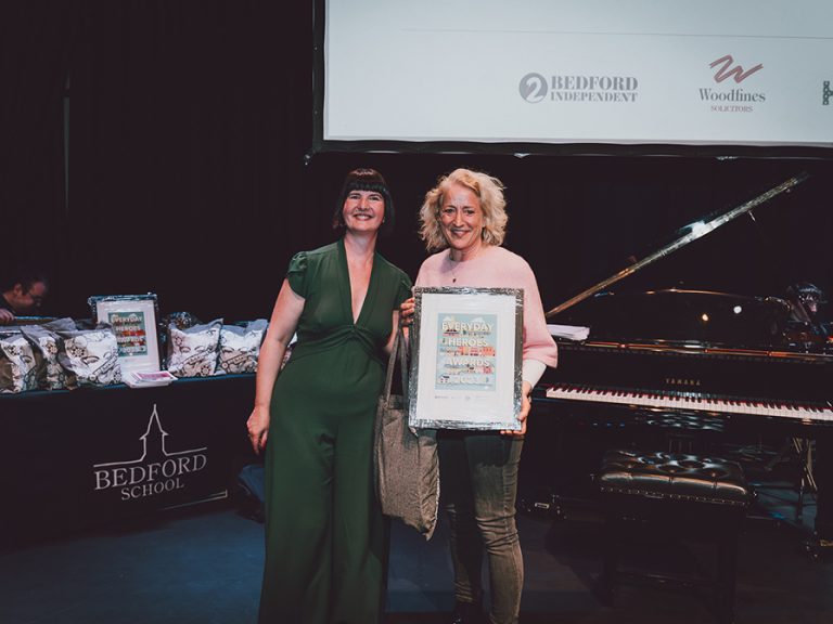 Fundraiser of the year (Individual) winner Liz Simmonds with Rebecca Convington of Woodfine Solicitors