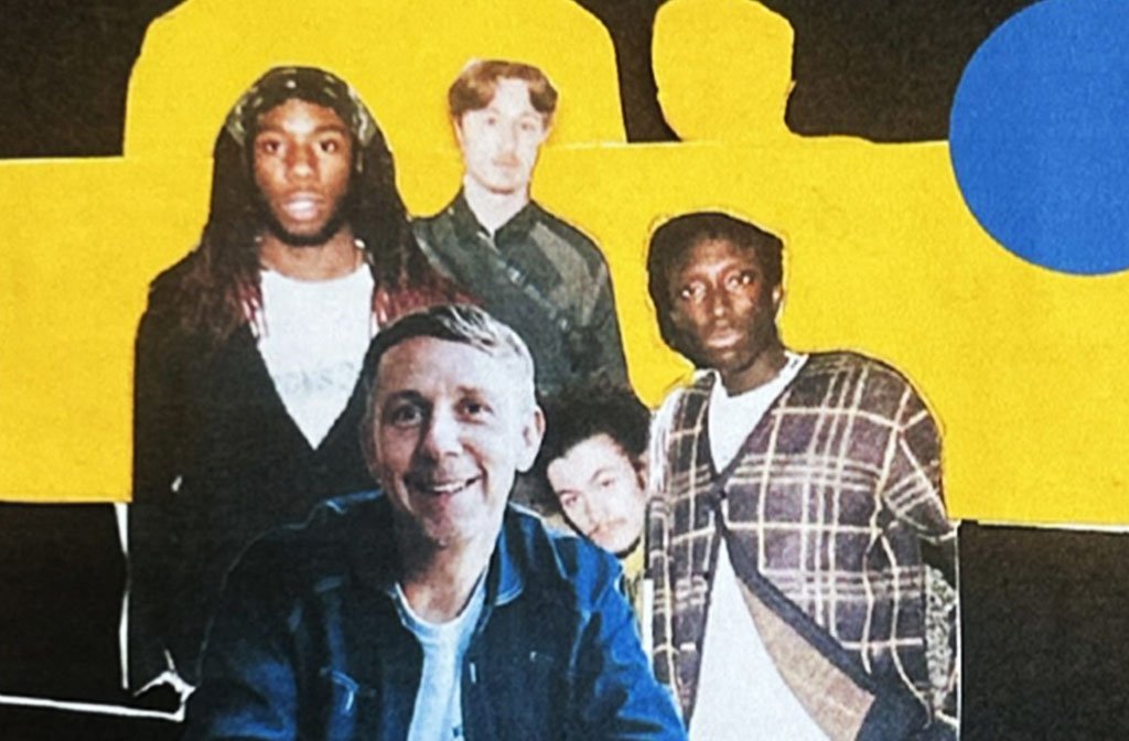 Paper cut-outs of the DJ and producer Gilles Peterson surrounded by young artists he's supporting through independent venues