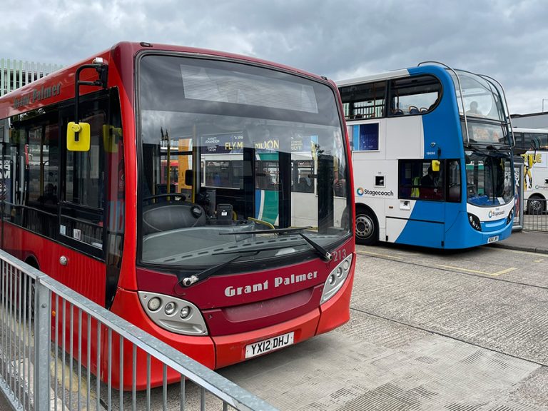 Grant Palmer and Stagecoach bus at Bedford Bus Station. Image: Bedford Borough Council