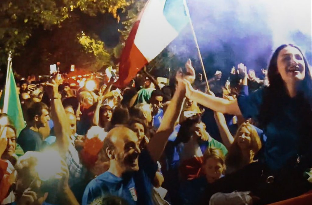 Italian fans celebrate Euro 2020. Image: Screenshot from Instagram reel by @CreativeSebi.