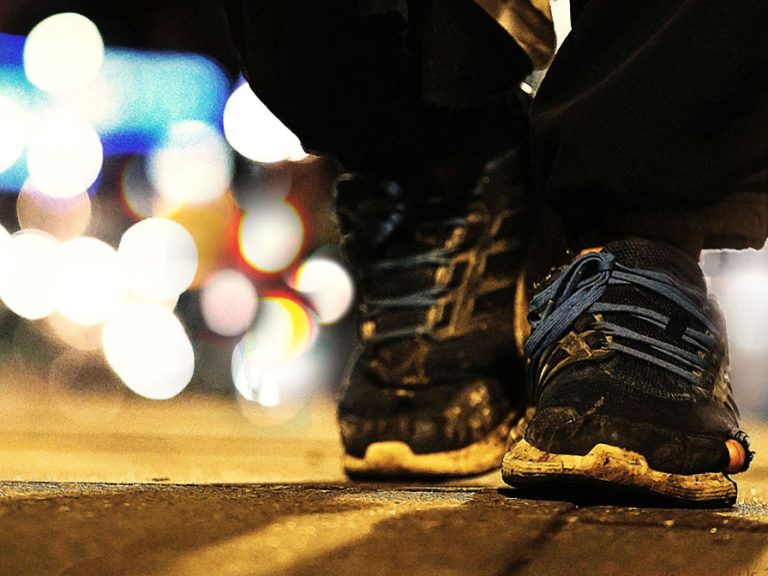 Homeless person shoes