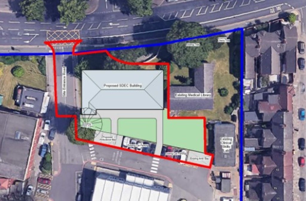 Location for the proposed same day emergency care centre. Screenshot Design and Access Statement. Image: LDRS