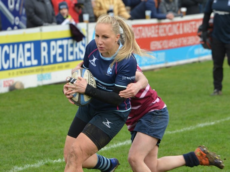 Martina Sharp playing rugby