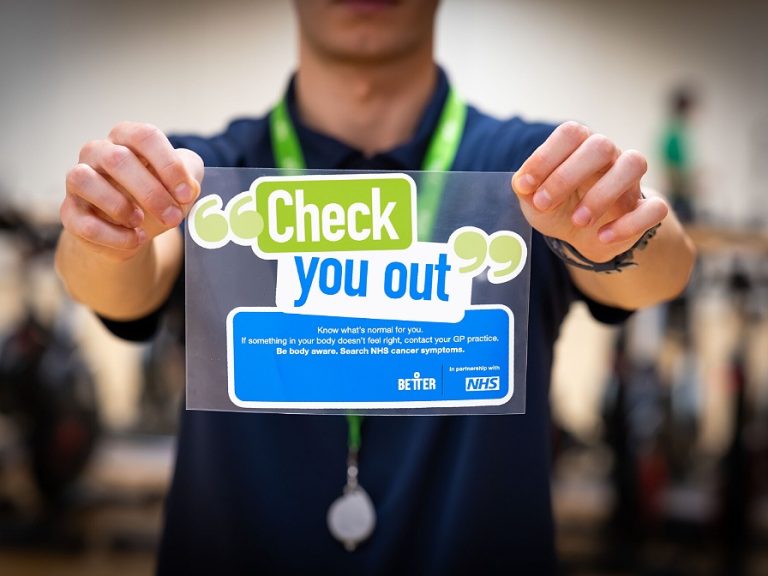 The new 'Check You Out' sticker, as part of an NHS campaign to check for signs of cancer