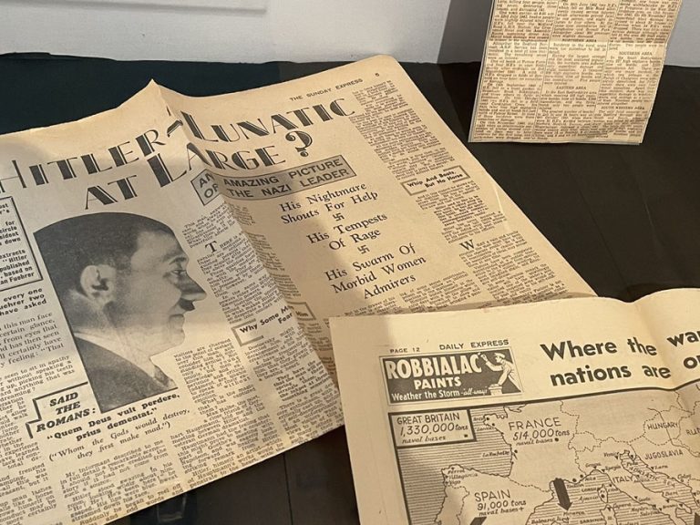 World War II newspapers from the Panacea Museum archive. Image Panacea Museum