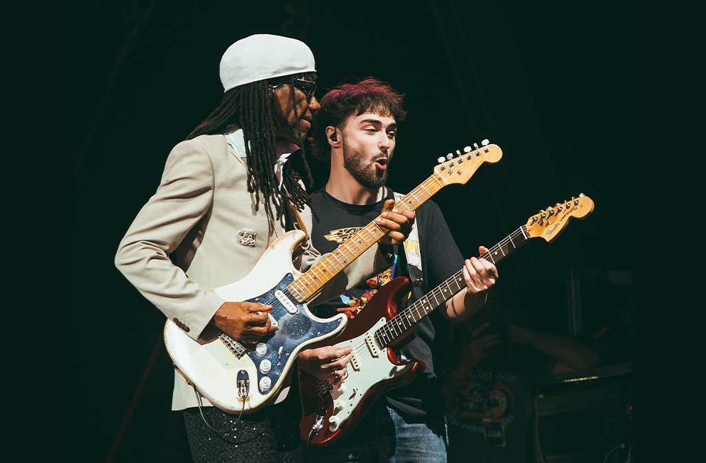 Nile Rogers and Alfie Templeman at TK Maxx presents Bedford Summer Sessions Bedford Park 7 July 2024. Image: Jessie Morgan