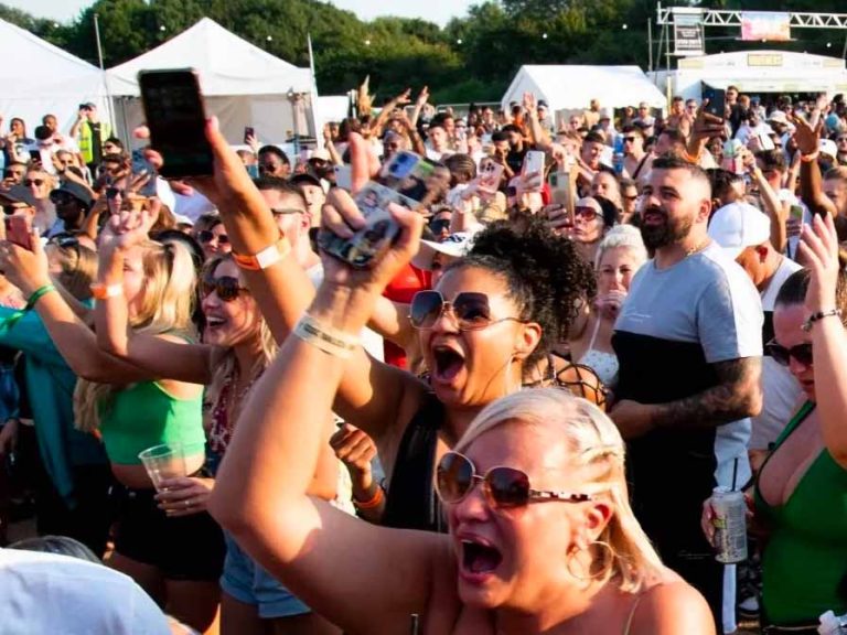 Festival fans in the crowd at Original Culture Festival in Priory Park, Bedford