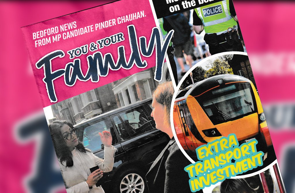 Cllr Pinder Chauhan's fake magazine 'You & Your Family' which has been delivered to homes across Bedford Borough.