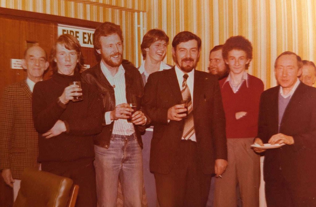 Roy Easton (far right) with former work colleagues when he was at Boots in Bedford. Image: supplied via a former colleague
