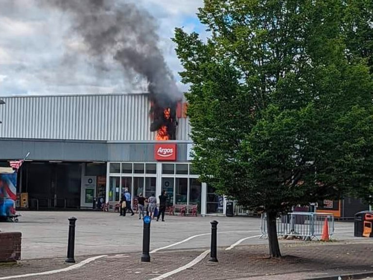 Fire an smoke from Sainsbury's Kempston