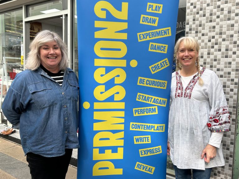 Artists Sara Turner and Anne Marie Abbate have set up Permission2 to run arts projects in Bedford. They are pictured in Church Arcade.