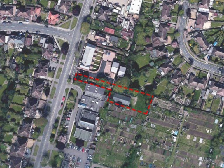 The proposed site of six new 'meanwhile housing' dwellings by the Kings Arms Project at Priory Methodist Church, Newnham Avenue, Bedford. Image: Screenshot Planning Application reference 22/02011/FUL