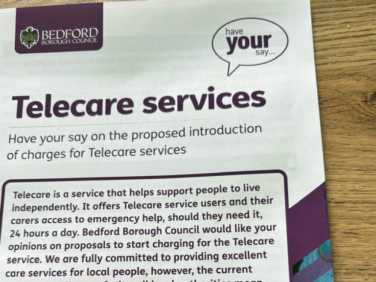 The front of the Telecare booklet. Image: Bedford Liberal Democrats