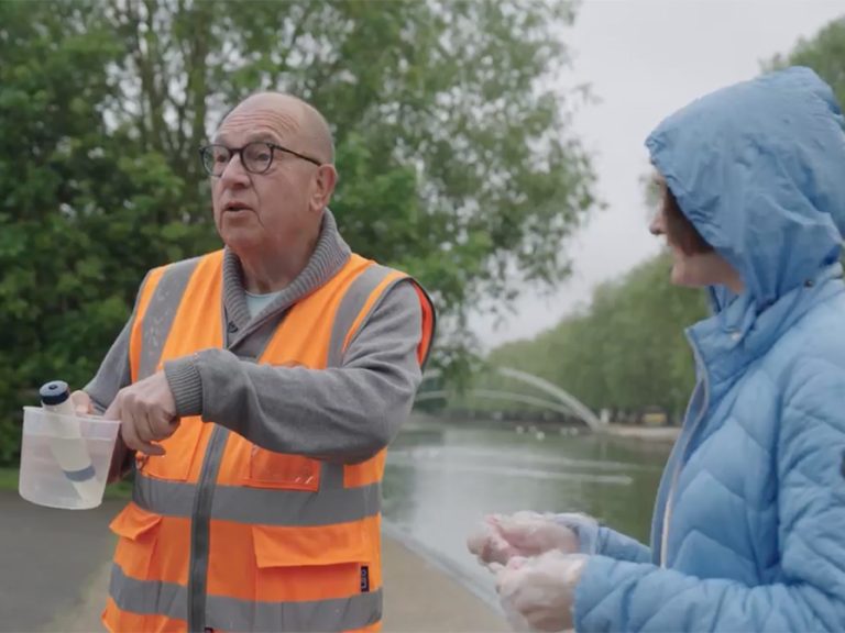 BedsGOVET volunteers carrying out water quality testing on the River Great Ouse along Bedford's Embankment. Image: BedsGOVET