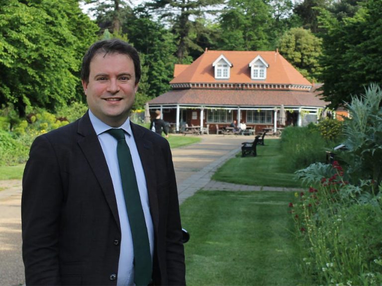 Cllr Henry Vann in Bedford Park. Image: North Bedfordshire Liberal Democrats