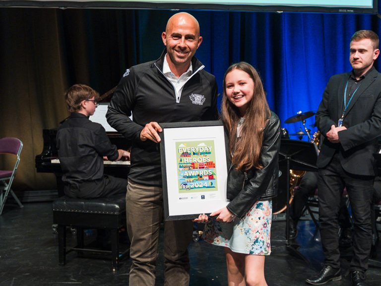 (l-r) Bruno Reddy from Maths Circle with Young Achiever (under 13) Lucy Backhurst. Image: Bedford Independent