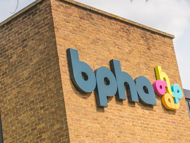 BPHA logo on the side of their office building