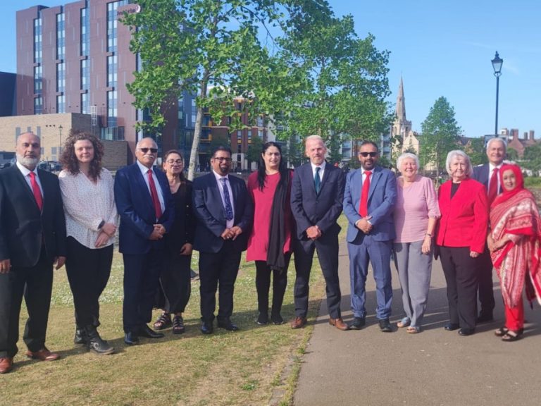 Members of the Bedford Labour Group pictured in St Mary's Gardens overlooking the River Great Ouse